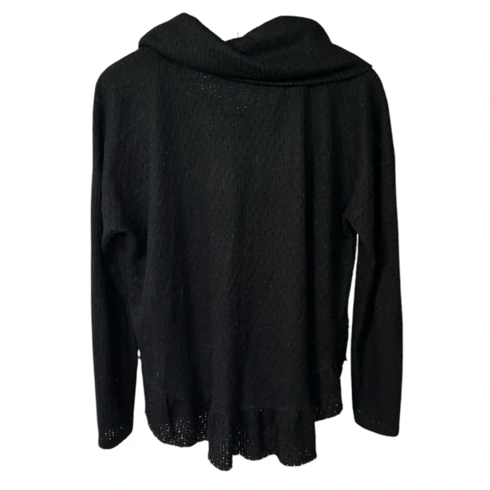 Anthropologie Maeve | Women’s Black Cowl Neck Long Sleeve Ruffle Hem Sweater, S
